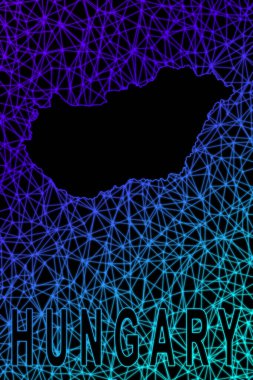 Macaristan haritası, Çokgen ağ çizgisi haritası, modern renkli harita