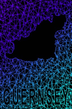 Guernsey haritası, Çokgen ağ çizgisi haritası, modern renkli harita