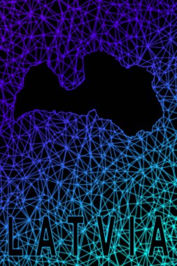 Letonya haritası, Çokgen ağ çizgisi haritası, modern renkli harita