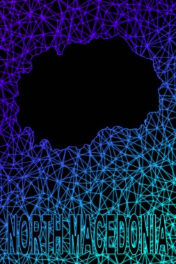 Kuzey Makedonya haritası, Çokgen ağ çizgisi haritası, modern renkli harita