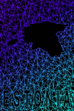 Estonya haritası, Çokgen ağ çizgisi haritası, modern renkli harita