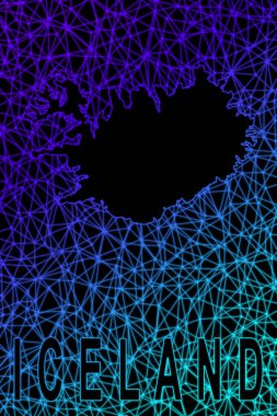 İzlanda haritası, Çokgen ağ çizgisi haritası, modern renkli harita