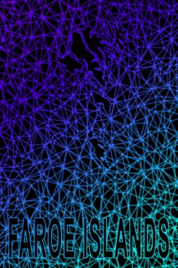 Faroe Adaları haritası, Çokgen ağ çizgisi haritası, modern renkli harita