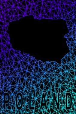 Polonya haritası, Çokgen ağ çizgisi haritası, modern renkli harita