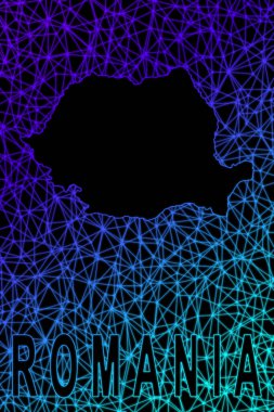 Romanya haritası, Çokgen ağ çizgisi haritası, modern renkli harita