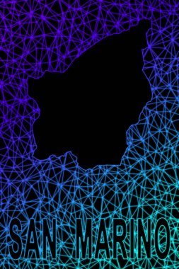 San Marino haritası, Çokgen ağ çizgisi haritası, modern renkli harita