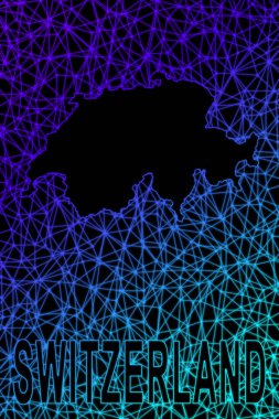 İsviçre haritası, Çokgen ağ çizgisi haritası, modern renkli harita