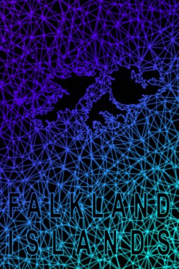 Falkland Adaları Haritası, Çokgen ağ çizgisi haritası, modern renkli harita