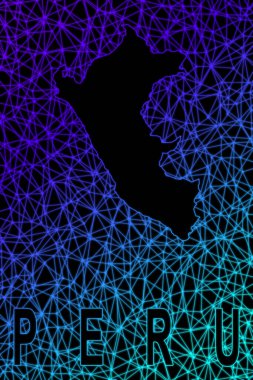 Peru haritası, Çokgen ağ çizgisi haritası, modern renkli harita