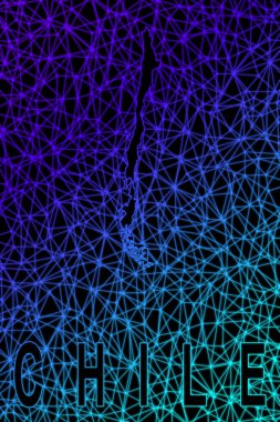 Şili haritası, Çokgen ağ çizgisi haritası, modern renkli harita