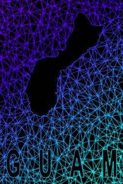 Guam haritası, Çokgen ağ çizgisi haritası, modern renkli harita