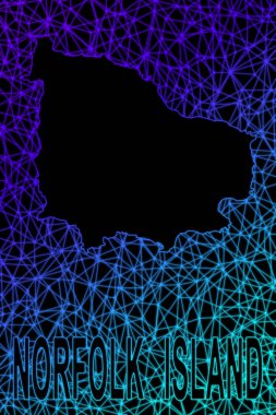 Norfolk Adası haritası, Çokgen ağ çizgisi haritası, modern renkli harita