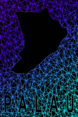 Palau haritası, Çokgen ağ çizgisi haritası, modern renkli harita