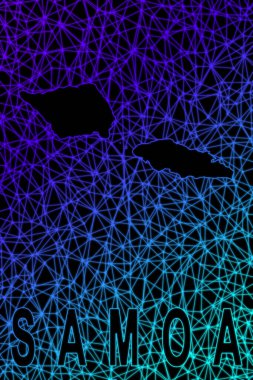 Samoa haritası, Çokgen ağ çizgisi haritası, modern renkli harita