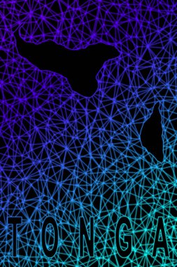 Tonga haritası, Çokgen ağ çizgisi haritası, modern renkli harita