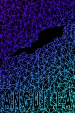 Anguilla haritası, Çokgen ağ çizgisi haritası, modern renkli harita