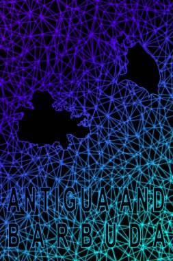 Antigua ve Barbuda haritası, Çokgen ağ çizgisi haritası, modern renkli harita