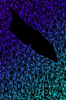 Aruba haritası, Çokgen ağ çizgisi haritası, modern renkli harita