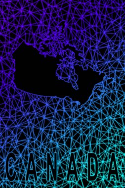 Kanada haritası, Çokgen ağ çizgisi haritası, modern renkli harita