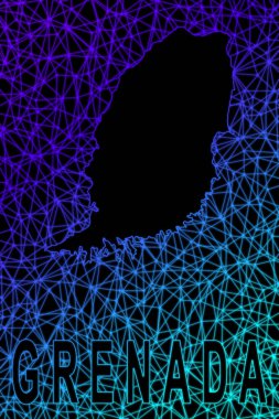 Grenada haritası, Çokgen ağ çizgisi haritası, modern renkli harita