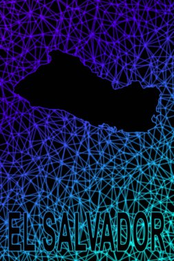 El Salvador haritası, Çokgen ağ çizgisi haritası, modern renkli harita
