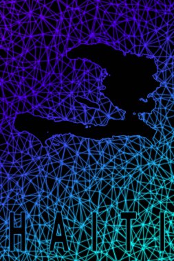 Haiti haritası, Çokgen ağ çizgisi haritası, modern renkli harita