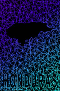 Honduras haritası, Çokgen ağ çizgisi haritası, modern renkli harita