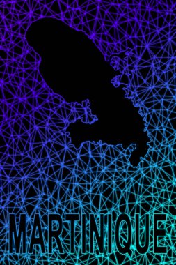 Martinik haritası, Çokgen ağ çizgisi haritası, modern renkli harita