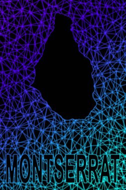 Montserrat haritası, Çokgen ağ çizgisi haritası, modern renkli harita
