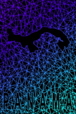 Panama haritası, Çokgen ağ çizgisi haritası, modern renkli harita