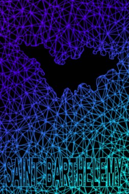 Aziz Barthelemy Haritası, Çokgen ağ çizgisi haritası, modern renkli harita