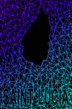 Saint Lucia haritası, Çokgen ağ çizgisi haritası, modern renkli harita