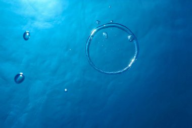 Sualtı Baloncuk Halkası Güneş 'e doğru yükseliyor