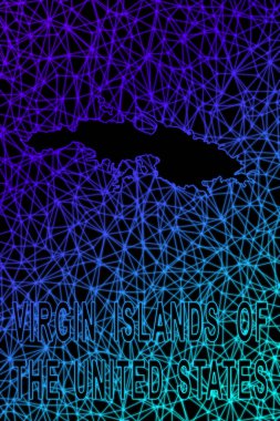 ABD Virjin Adaları haritası, Çokgen ağ çizgisi haritası, modern renkli harita