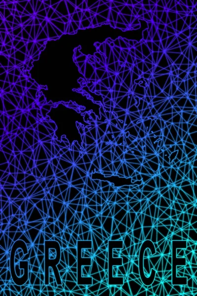 希腊地图 多边形网状线地图 现代彩色地图 — 图库照片