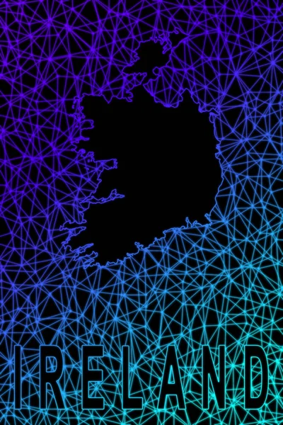 Map Ireland Polygonal Mesh Line Map Modern Colorful Map — Photo