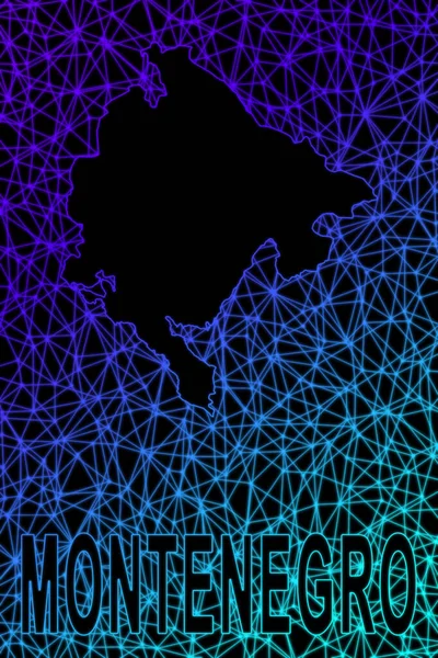 Map of Montenegro, Polygonal mesh line map, modern colorful map