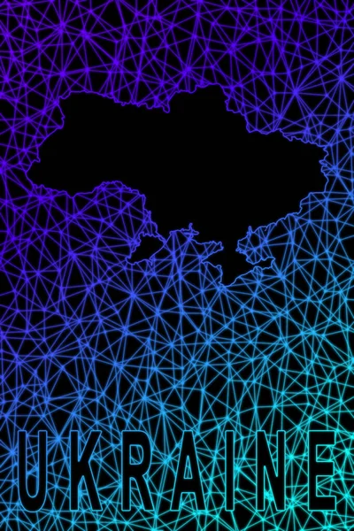 Карта України Карта Багатокутної Сітки Сучасна Кольорова Карта — стокове фото