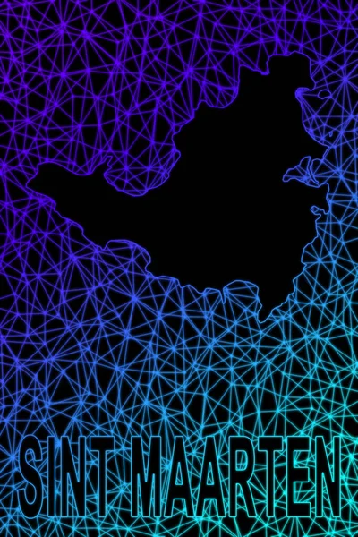 圣马丁岛地图 多边形网状线地图 现代彩色地图 — 图库照片