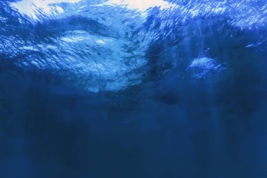 Deniz yüzeyinin sualtı görüntüsü, sualtı arkaplanı.