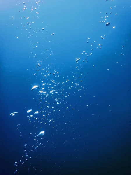 Unterwasser Luftblasen Unterwasser Blaue Hintergrundblasen — Stockfoto