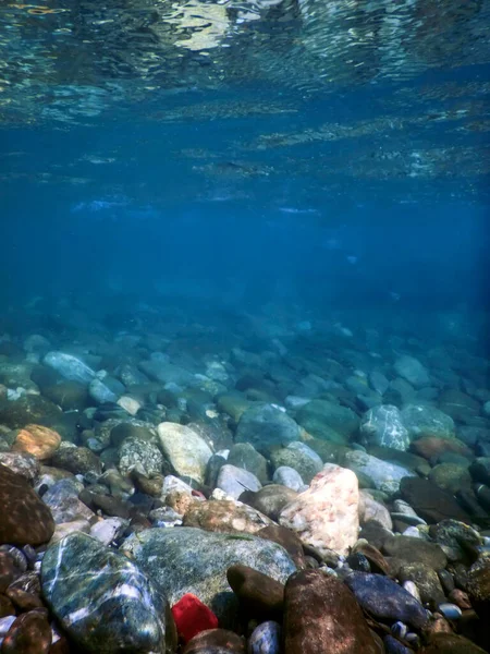 Rochas Subaquáticas Leito Rio Rios Água Doce Subaquático Água Cristalina — Fotografia de Stock