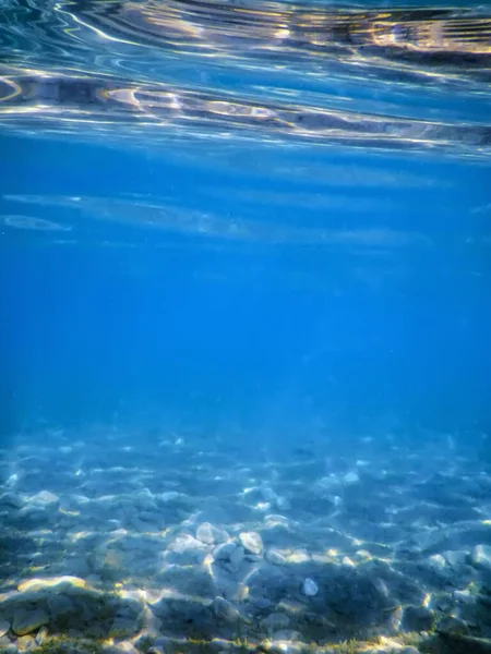 Altı Deniz Yüzeyi Mavi Arkaplan Dalga Arkaplanı — Stok fotoğraf