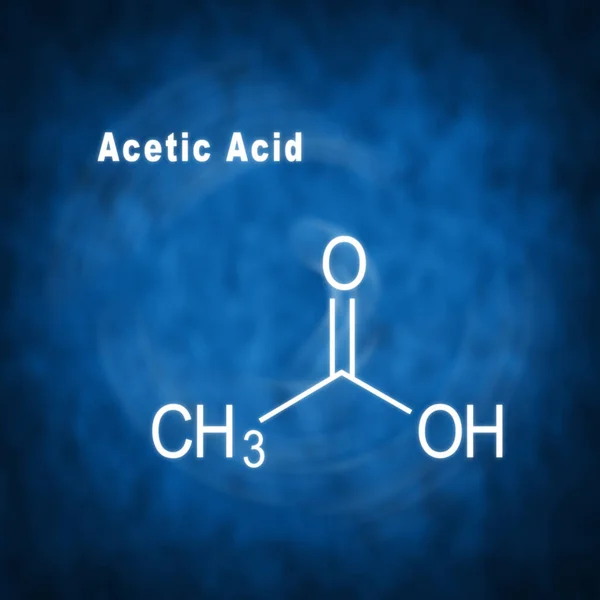 Ácido Acético Fórmula Química Estrutural Sobre Fundo Azul — Fotografia de Stock