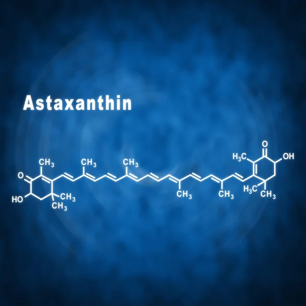 Ασταξανθίνη Κετο Καροτενοειδές Δομικός Χημικός Τύπος Μπλε Φόντο — Φωτογραφία Αρχείου