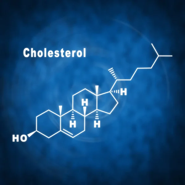 Χοληστερόλη Ορμόνη Δομικός Χημικός Τύπος Μπλε Φόντο — Φωτογραφία Αρχείου