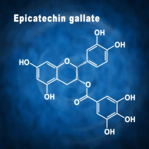 Galato Epicatequina Fórmula Química Estructural Sobre Fondo Azul —  Fotos de Stock