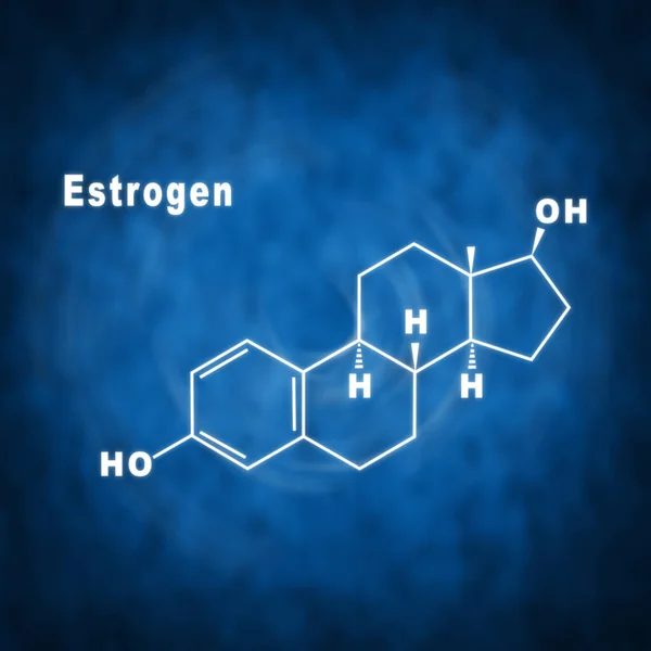Östrogenhormon Strukturkemisk Formel Blå Bakgrund — Stockfoto