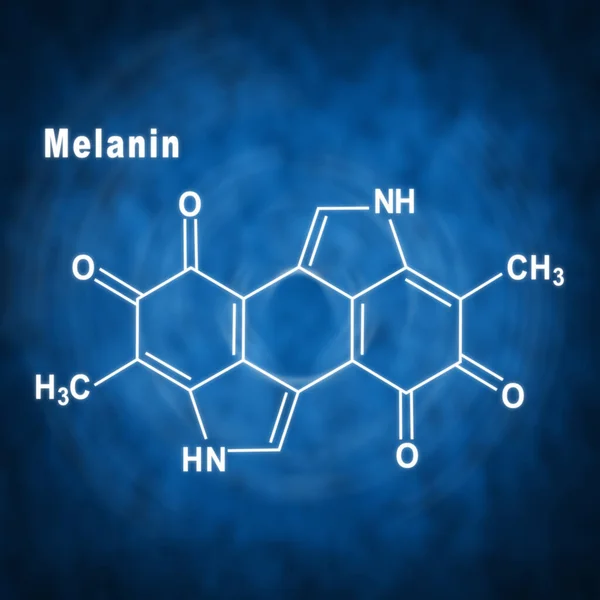 Μόριο Μελανίνης Συντακτικός Χημικός Τύπος Μπλε Φόντο — Φωτογραφία Αρχείου
