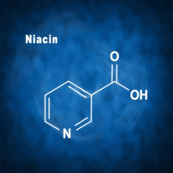 Molécula Niacina Ácido Nicotínico Vitamina Fórmula Química Estructural Sobre Fondo —  Fotos de Stock